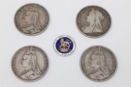 Four Victorian Crowns; 1889 (X2), 1890, and 1894.