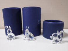 Three boxed Swarovski Crystal animals - hare,