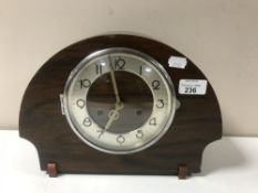 A walnut Art Deco mantel clock