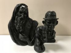 Three chalk figures; Moses,