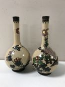 A pair of Japanese cloisonne vases with flower and bird decoration,