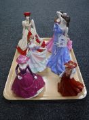 A group of six porcelain ladies; Coalport,
