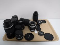 Ten Nikon camera lenses - Nikon Nikkor ED 180mm 428925, Nikon Nikkor 20mm 239410,