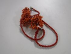 Two coral necklaces