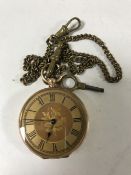 A 14ct gold fob watch