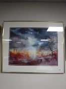 Elizabeth Delph (British Contemporary), Turbulent Evening Light, watercolour, signed, 49cm by 38cm.