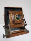 A Thornton Pickard mahogany plate camera with Aldis Duo lens 10165.