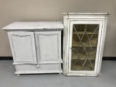 A painted Victorian corner cabinet and TV cabinet