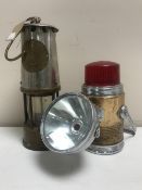 A Eccles Protector miner's lamp and a Pifco lamp