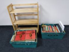 Two crates of children's annuals and engineering books,