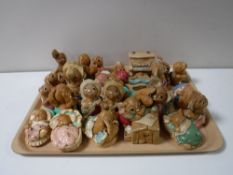 A tray of Pendelfin figures
