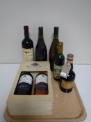 A tray of six bottles of wine - 1995 Montes Alpha merlot,