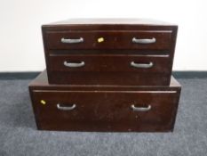A mahogany single drawer chest together with a double door chest