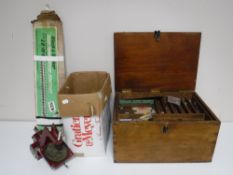 A small joiner's tool box with lift out trays and a quantity of hand tools