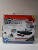 A boxed Ross SD satellite kit and a Steepletone radio