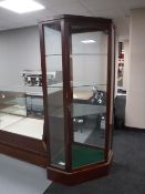 A shop corner display cabinet