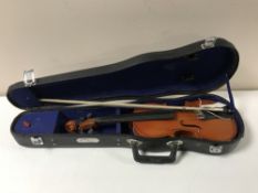 A Chinese violin and bow in case