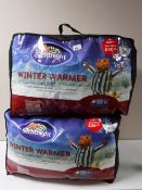 Three Silentnight Winter Warmer quilts in carry bags (one king size,