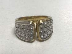 An 18ct gold pave set diamond ring, size M, 8.7g.