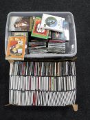 Two boxes of quantity of assorted DVDs and CDs