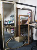 Five assorted framed mirrors