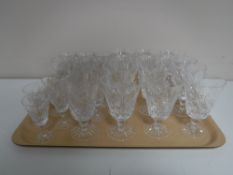 A tray of lead crystal drinking glasses - Royal Doulton etc