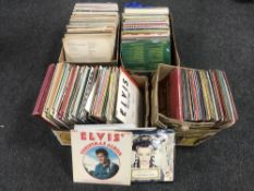 Four boxes containing a quantity of vinyl LP's including easy listening, Elvis,