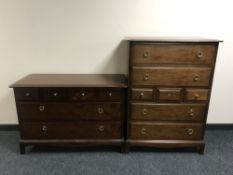 A Stag Minstrel seven drawer chest and six drawer chest in a mahogany finish