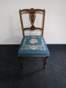 A Victorian inlaid mahogany bedroom chair