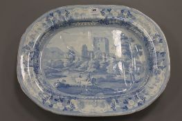 A 19th century Staffordshire blue and white meat plate - Beauties of England and Wales,