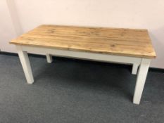A reclaimed pine farmhouse table,