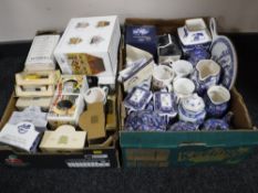 Two boxes of assorted boxed and unboxed Ringtons china and die cast vehicles