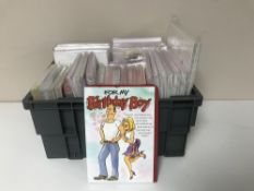 Eleven crates containing assorted greetings cards