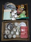 Two boxes of assorted Ringtons china, teapots, antique tea service, Royal Adderley coffee set,
