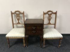 A mahogany Queen Anne style bedside table fitted two drawers and a brushing slide,