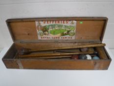 A cased Jeffries croquet set