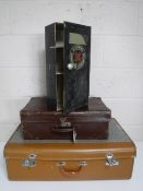 Two vintage luggage cases together with a mid 20th century St.