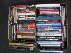 Two boxes of books relating to military aircraft