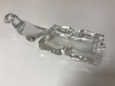 A Baccarat glass parrot and ashtray