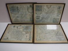 Four framed maps to include North Gloucestershire, The County of Nottingham,