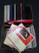 Two large boxes of classical music LP's together with a rack of CD's