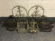 Eight assorted metal hanging and wall baskets