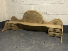 A carved pine sideboard top fitted four drawers together with a marble washstand top.