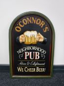 A wooden O'Connors pub sign