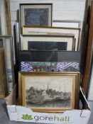 A box containing continental school pictures and prints