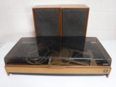 A mid 20th century cased Dynatron stereo system with speakers