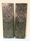 A pair of large Arts and Crafts rectangular copper panels, possibly Glasgow school.