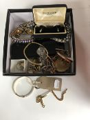 A collection of assorted costume jewellery together with a pocket watch case with Albert,