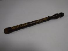 An antique policeman's truncheon CONDITION REPORT: Later painted. Split to grip.