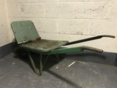 A 20th century wooden garden barrow on metal base